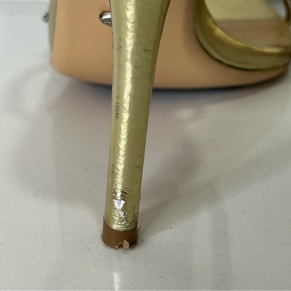 Tony Bianco Metallic Sandal Nappa Leather Gold Rhinestone Square Toe Sz 7.5 - Picture 7 of 15